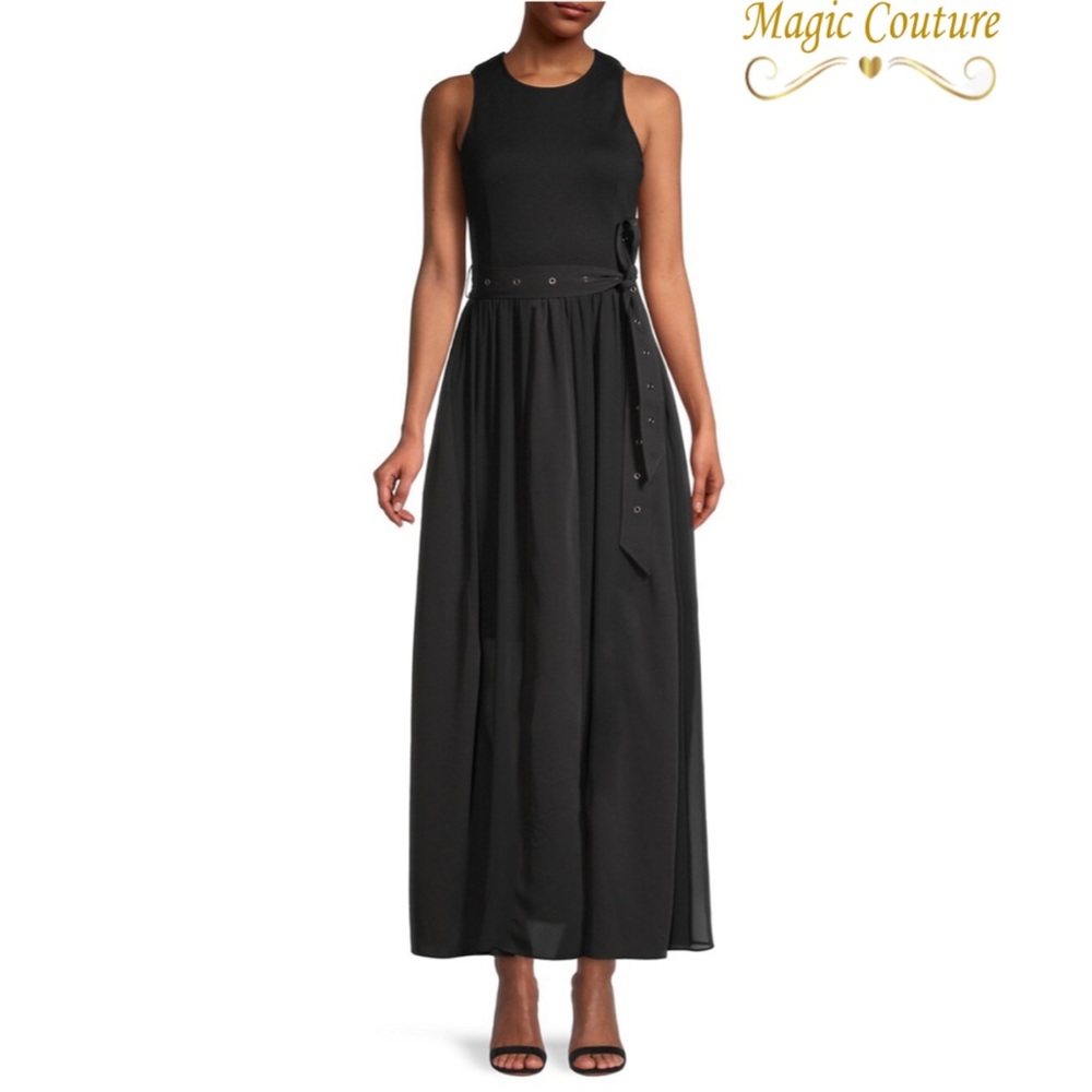 Toccin NY Saks Fifth Ave. Jet Black Belted Maxi Dress🖤🖤🖤